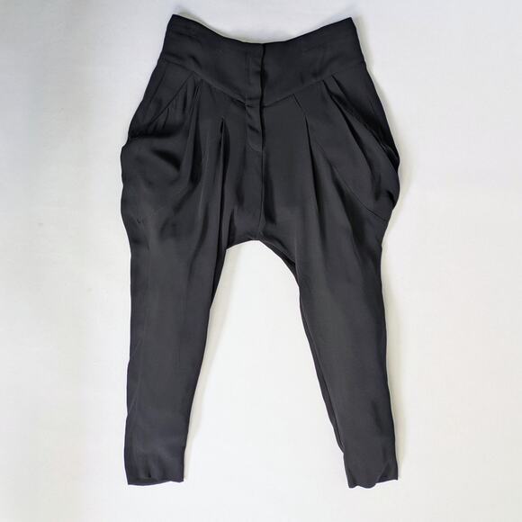 GIVENCHY Dropped Crotch Pants Women's S 38 Black Viscose Pleated Avant Garde - Picture 1 of 10